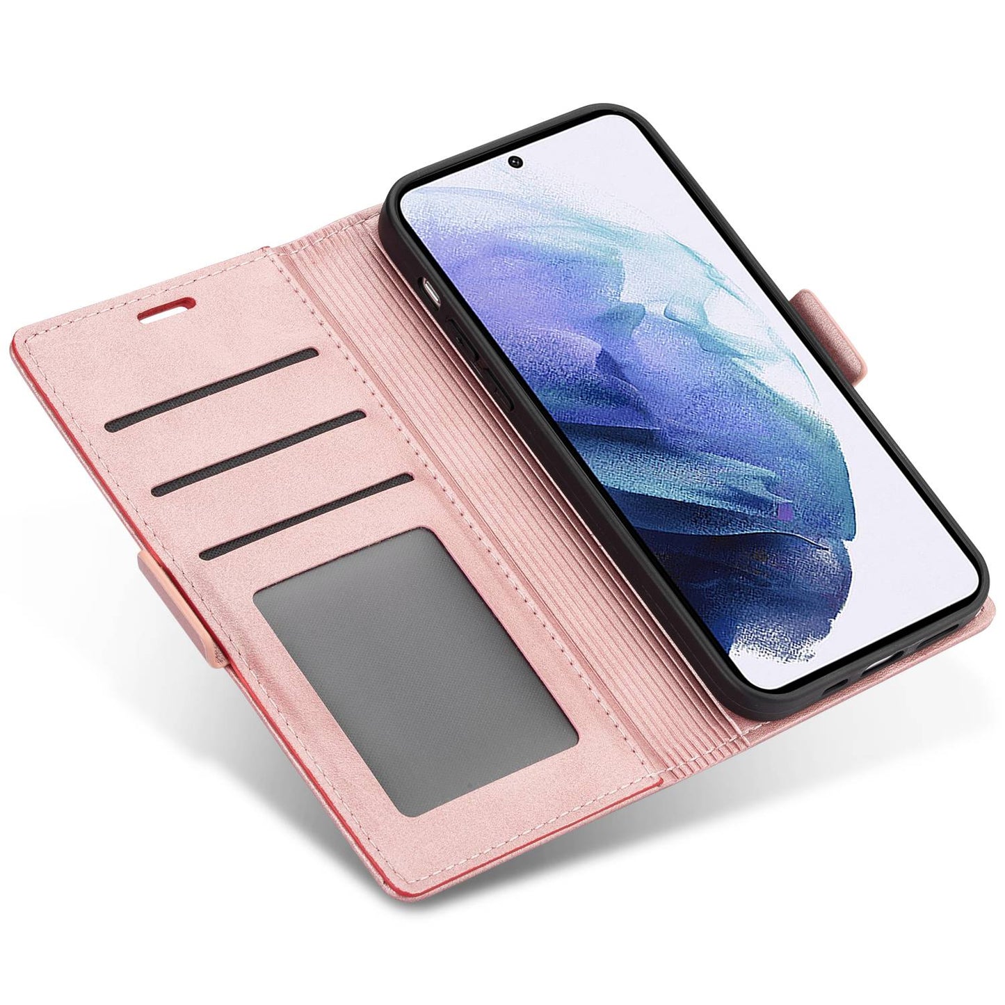 N.BEKUS For Samsung Galaxy S24+ Leather Case Solid Color Phone Cover - Rose Gold