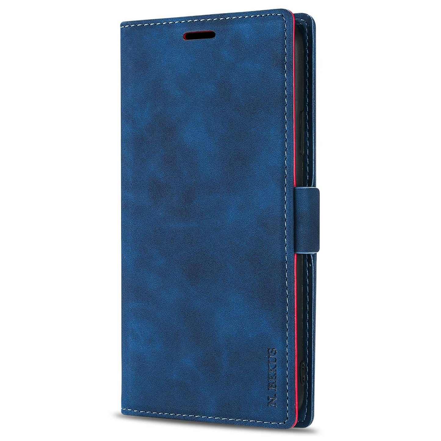 N.BEKUS For Samsung Galaxy S24+ Leather Case Solid Color Phone Cover - Blue