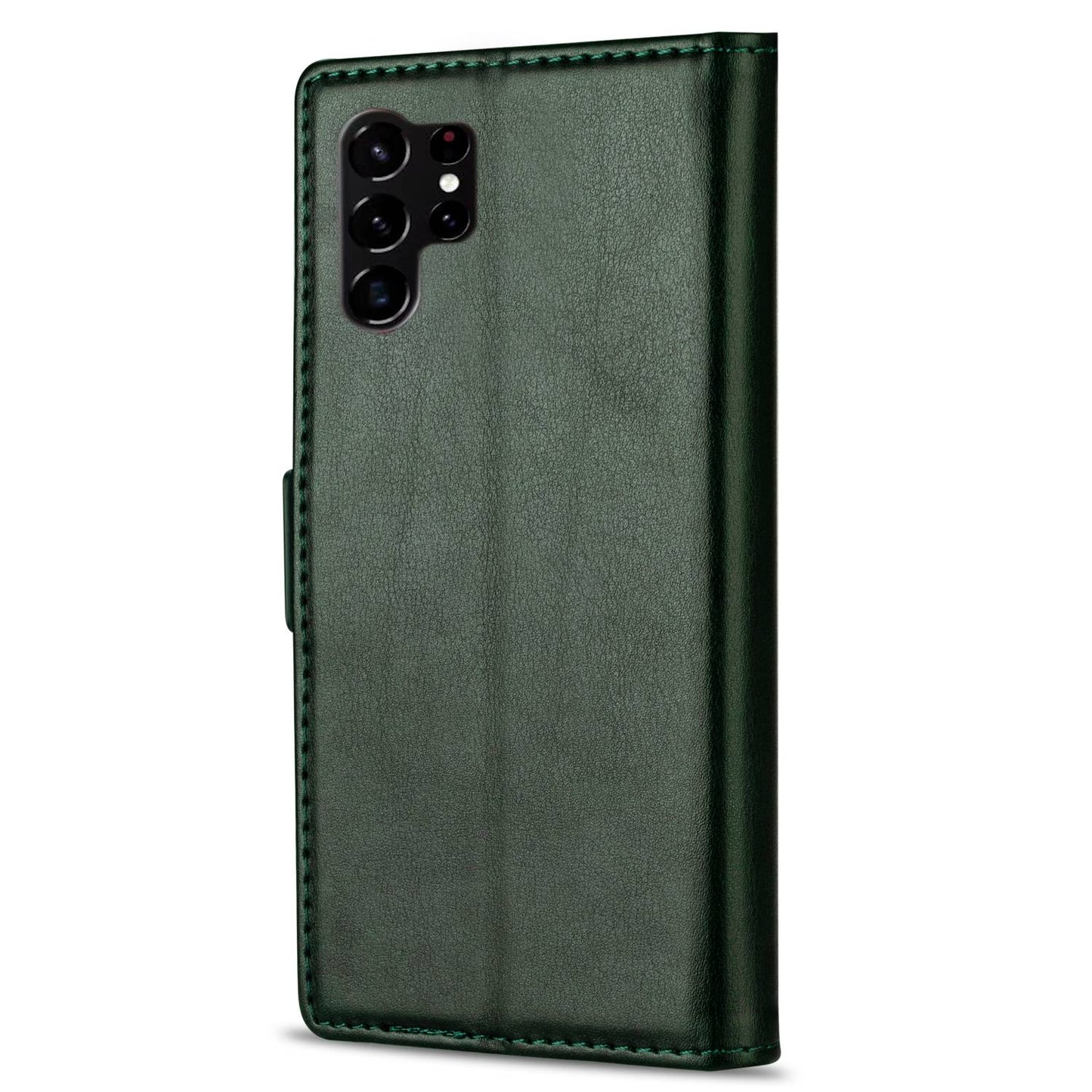 N.BEKUS For Samsung Galaxy S24 Ultra Case Dual Magnetic Clasp Leather Wallet Cover - Green