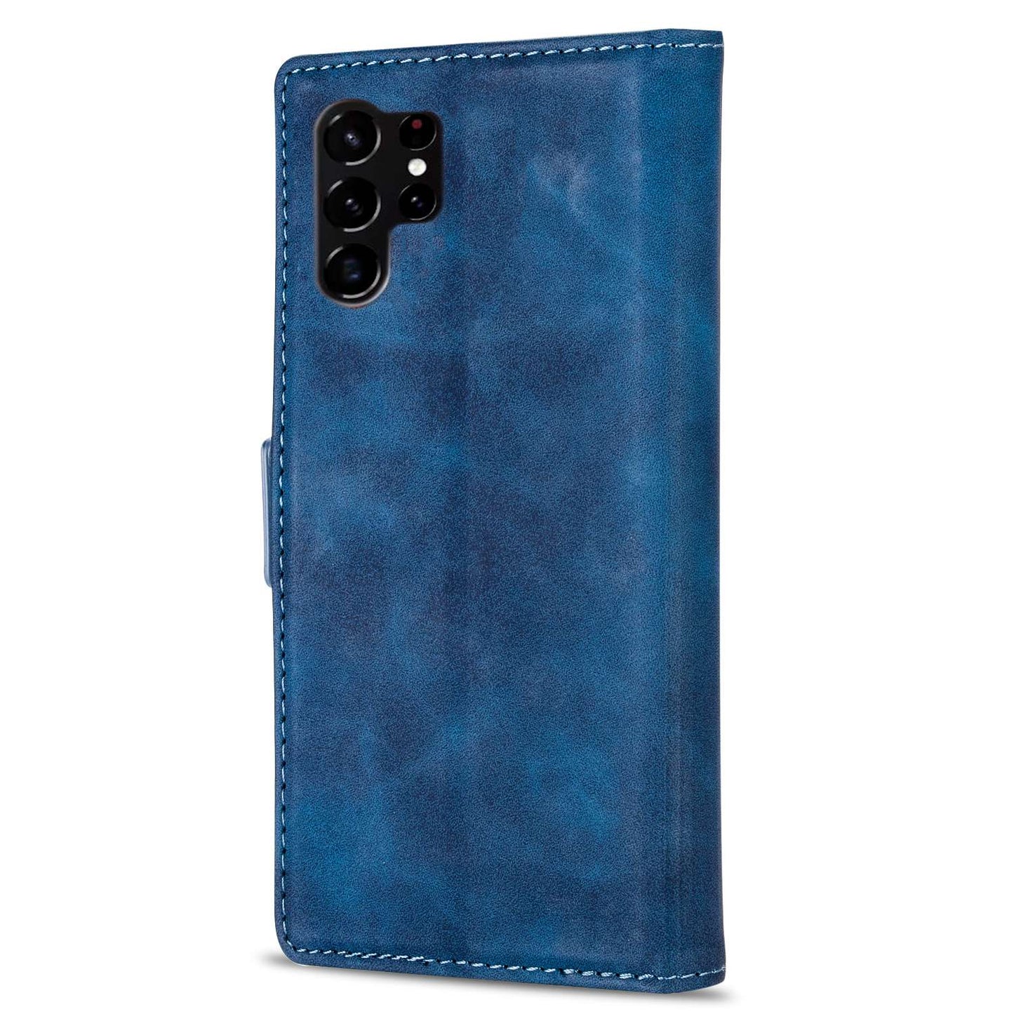 N.BEKUS For Samsung Galaxy S24 Ultra Case Dual Magnetic Clasp Leather Wallet Cover - Blue