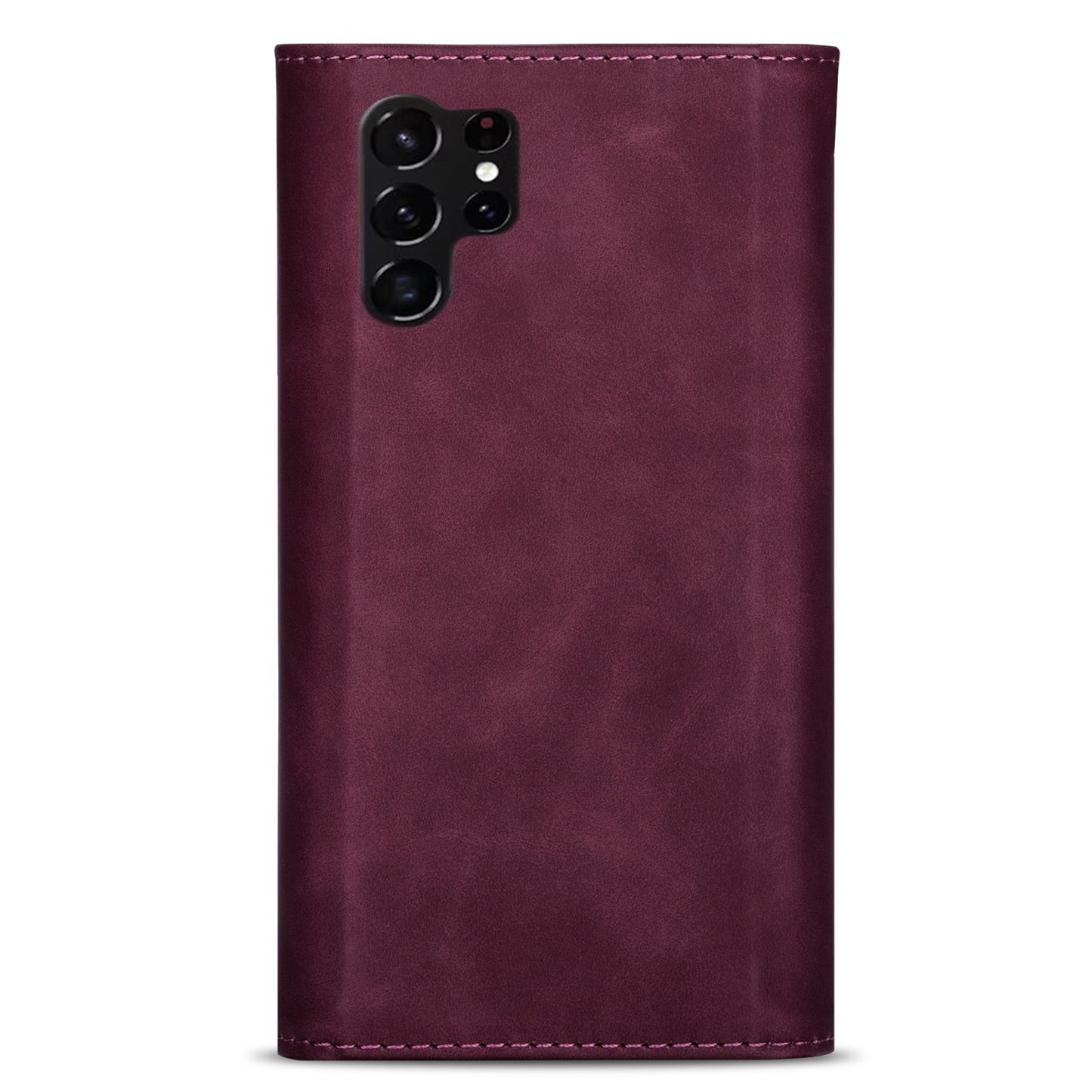 N.BEKUS For Samsung Galaxy S24 Ultra Wallet Cell Phone Cases with Short + Long Strap - Wine Red