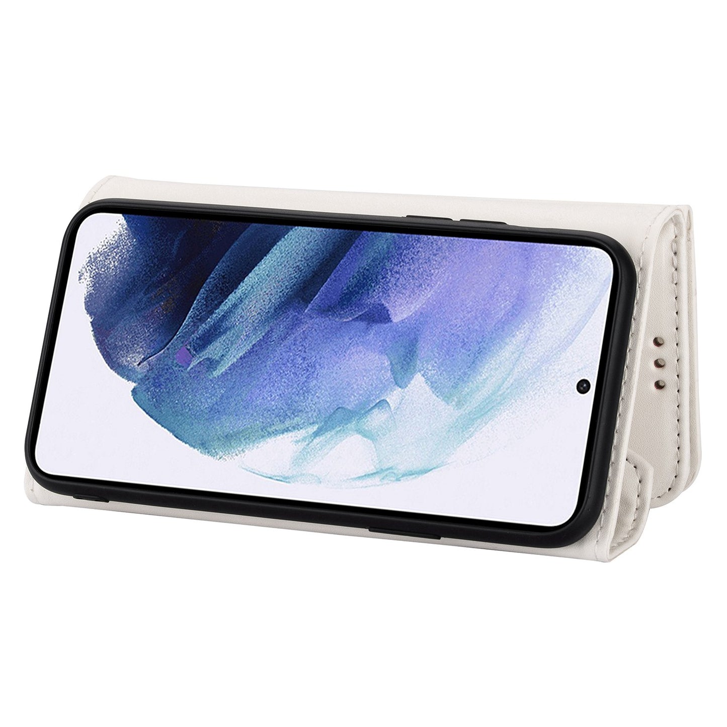 N.BEKUS For Samsung Galaxy S24+ Cover Skin-touch Cell Phone Cases with Short + Long Strap - White