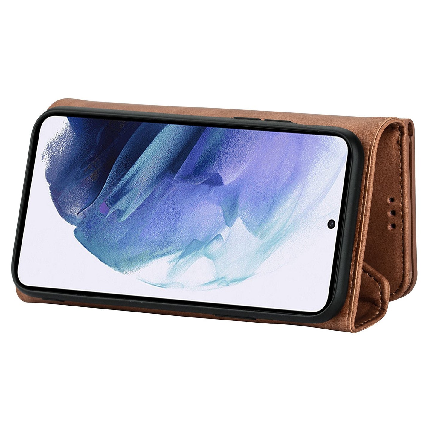 N.BEKUS For Samsung Galaxy S24+ Cover Skin-touch Cell Phone Cases with Short + Long Strap - Brown