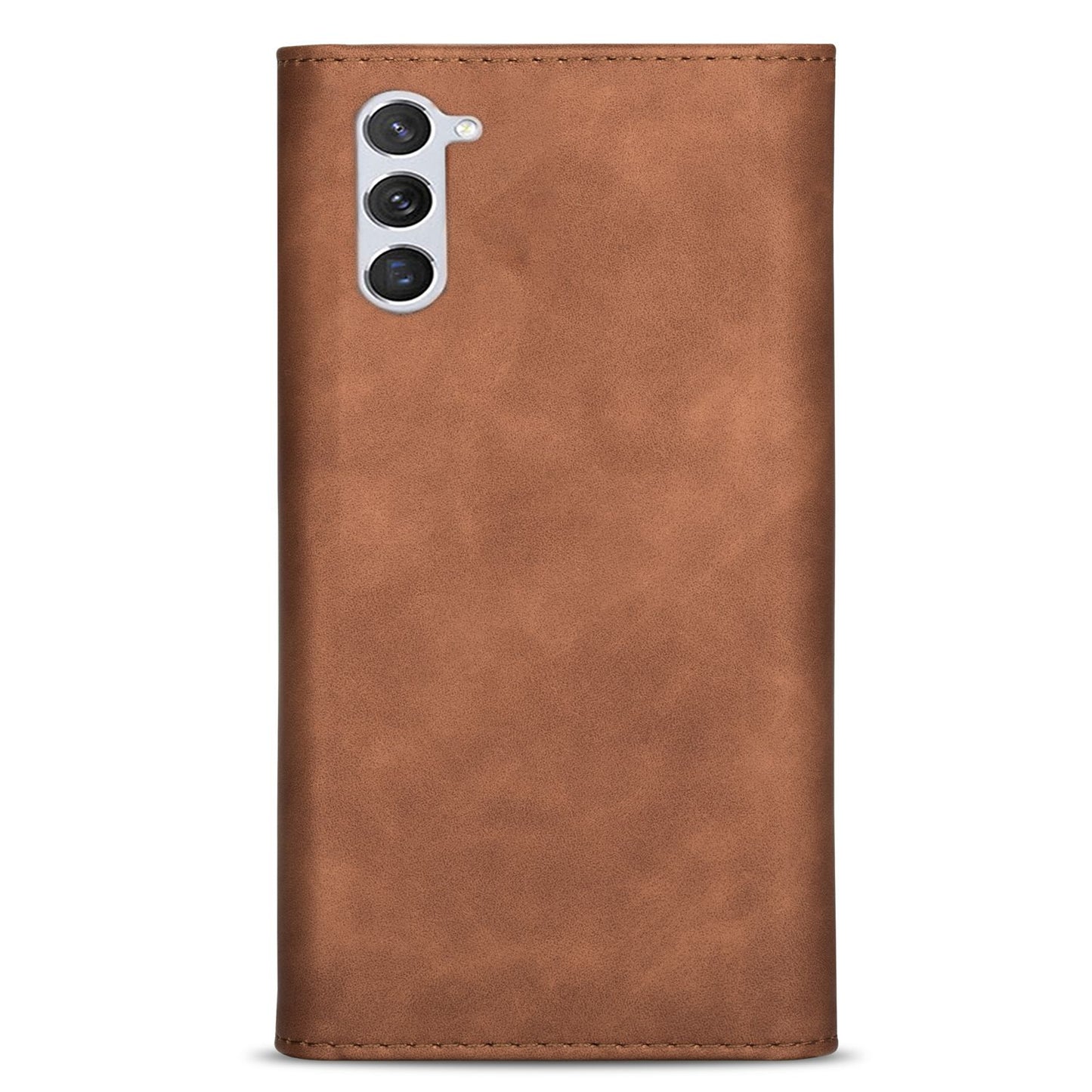 N.BEKUS For Samsung Galaxy S24+ Cover Skin-touch Cell Phone Cases with Short + Long Strap - Brown
