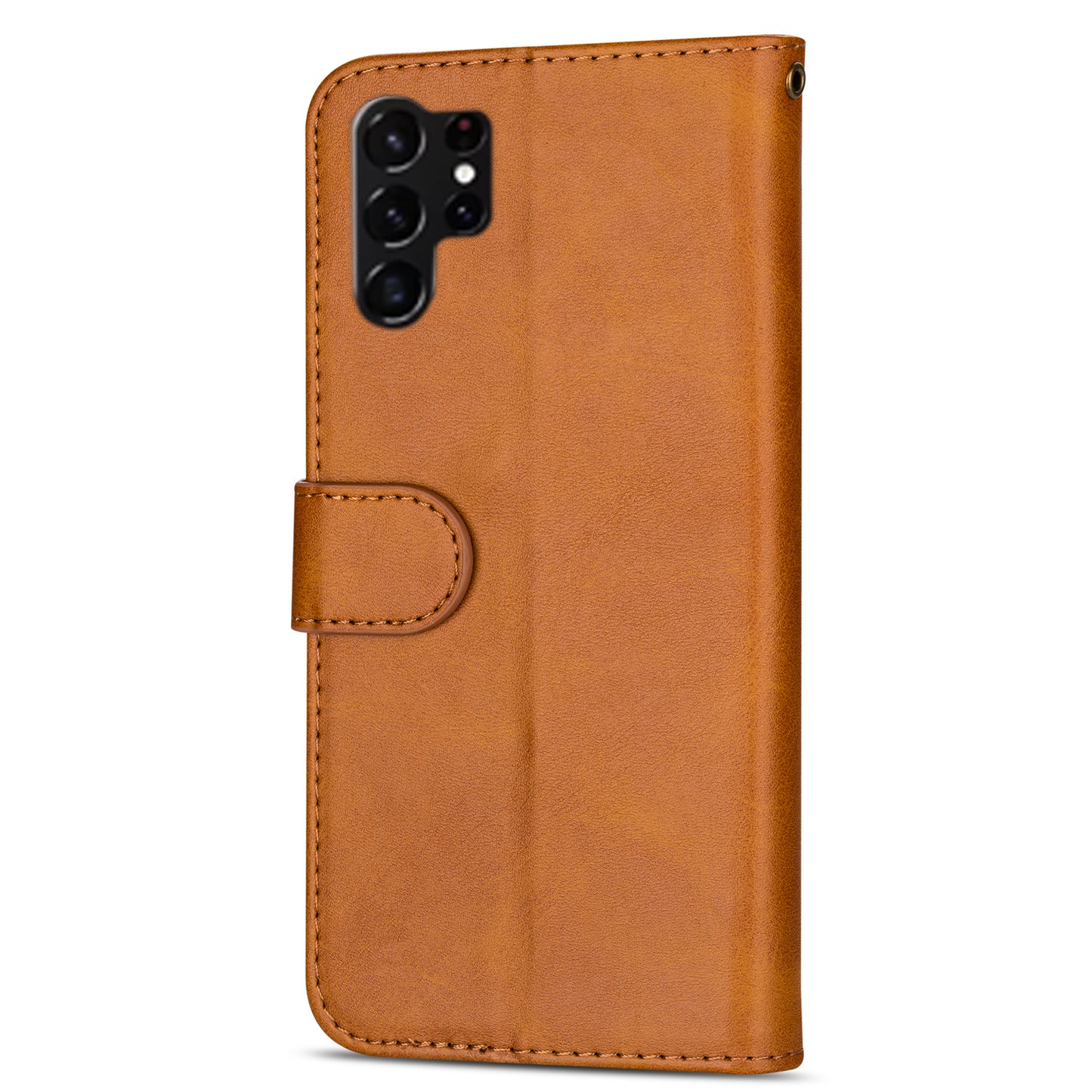 For Samsung Galaxy S24 Ultra Case Zipper Pocket Calf Texture Leather Phone Cover - Brown