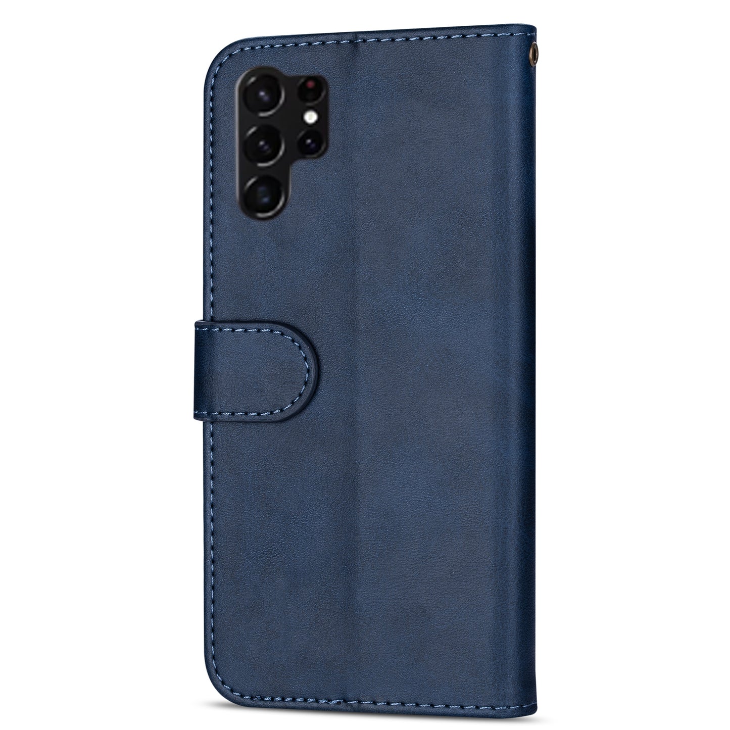For Samsung Galaxy S24 Ultra Case Zipper Pocket Calf Texture Leather Phone Cover - Blue