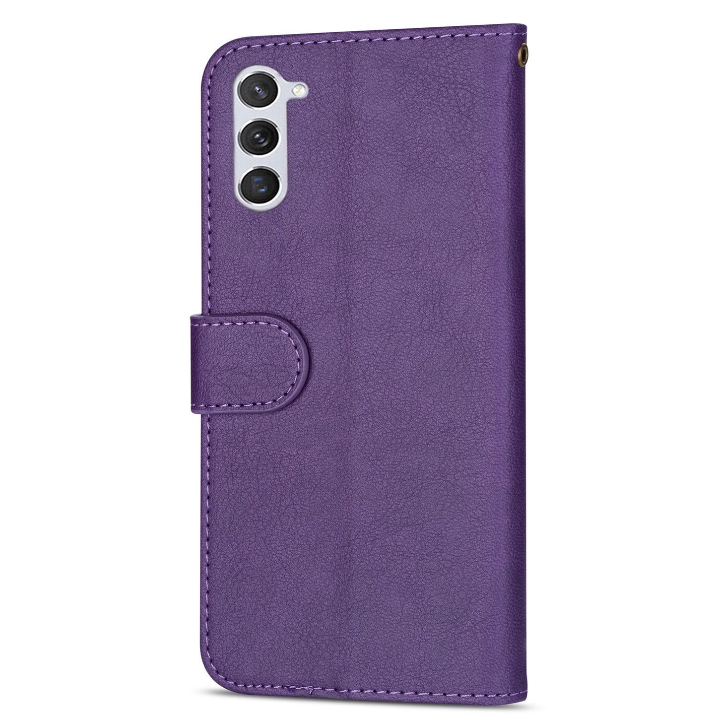 For Samsung Galaxy S24 Case Calf Texture PU Leather Zipper Pocket Cover - Purple