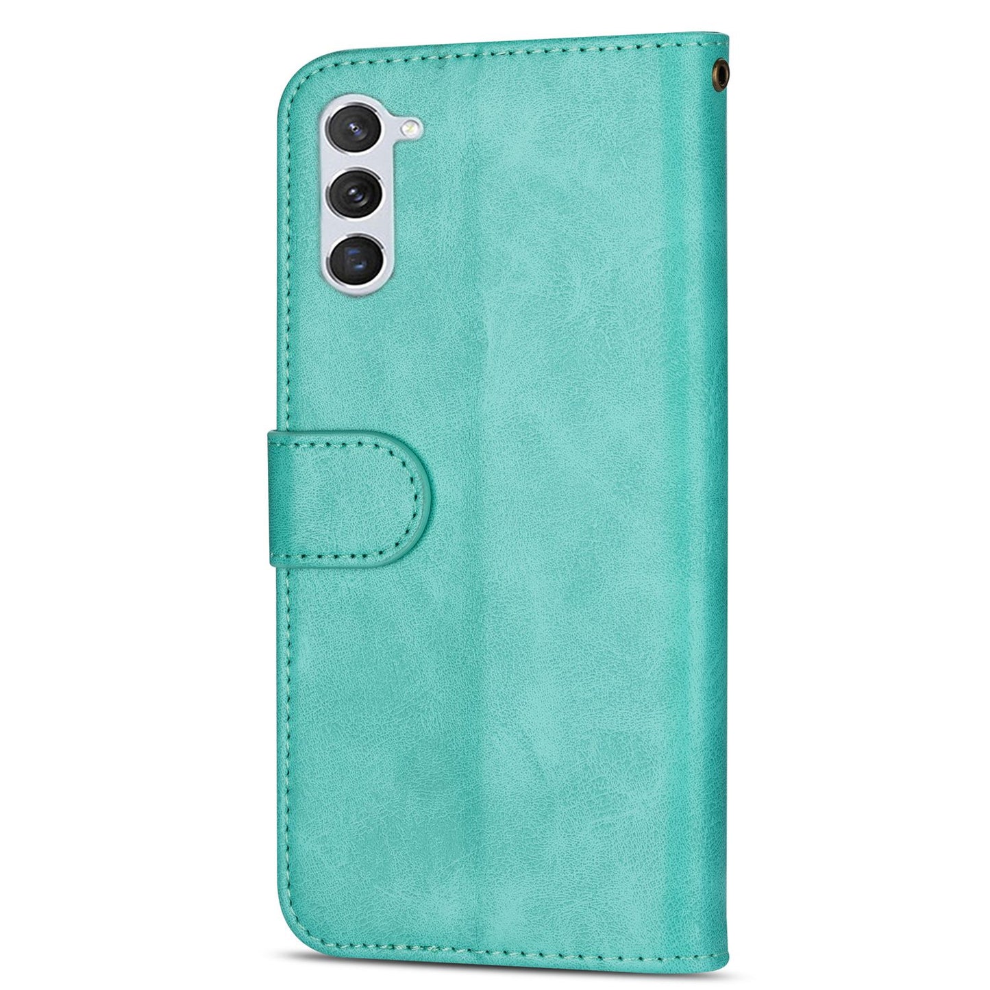 For Samsung Galaxy S24 Case Calf Texture PU Leather Zipper Pocket Cover - Green
