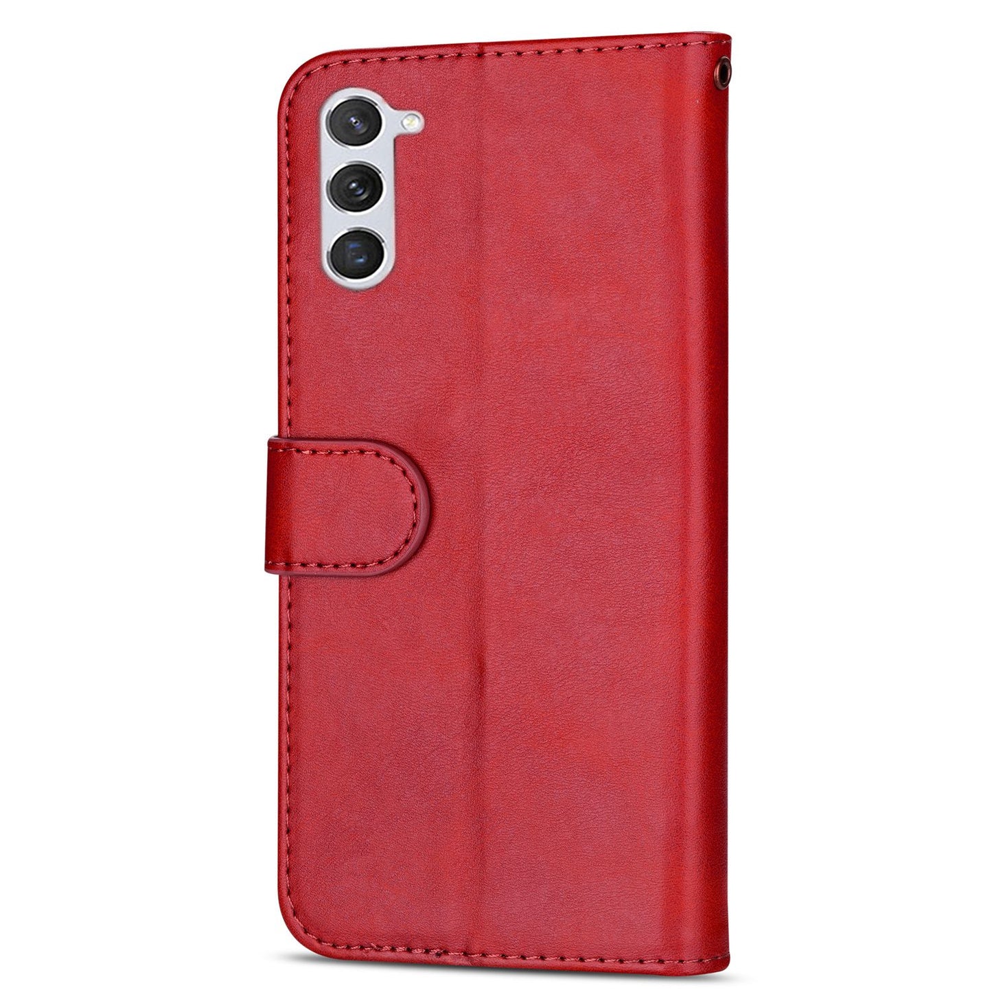 For Samsung Galaxy S24+ Case Zipper Pocket Leather Cover with Wallet Stand - Red