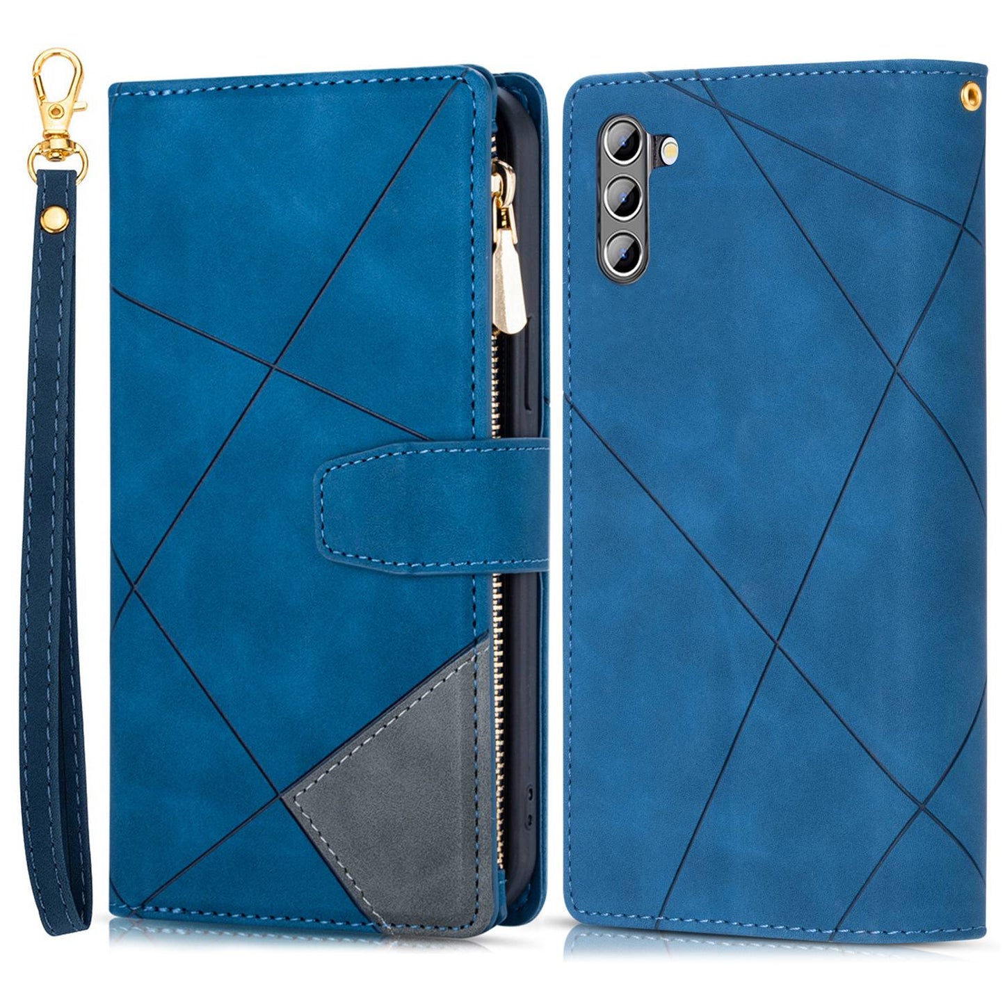 For Samsung Galaxy S24 Leather Case Multiple Card Slots Phone Stand Cover - Blue