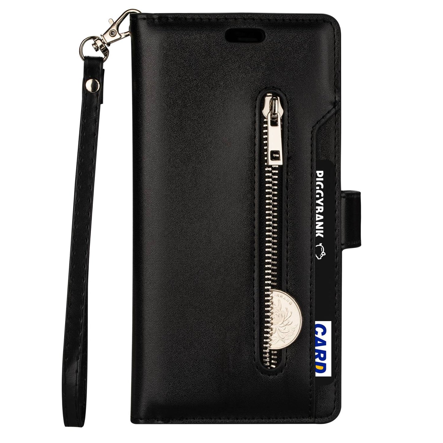For Samsung Galaxy S24 Case Zipper Pocket Multifunctional Leather Phone Cover - Black