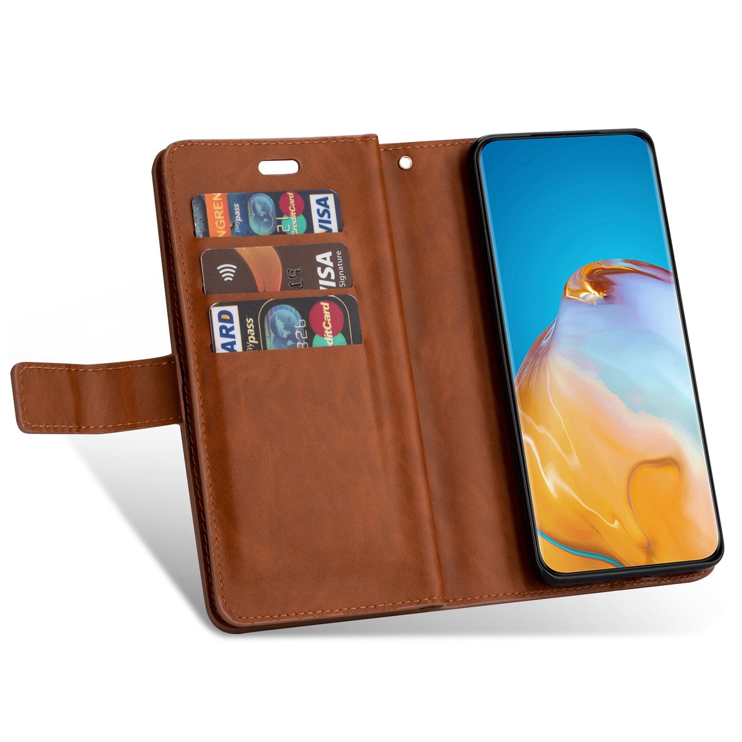 For Samsung Galaxy S24 Case Zipper Pocket Multifunctional Leather Phone Cover - Brown