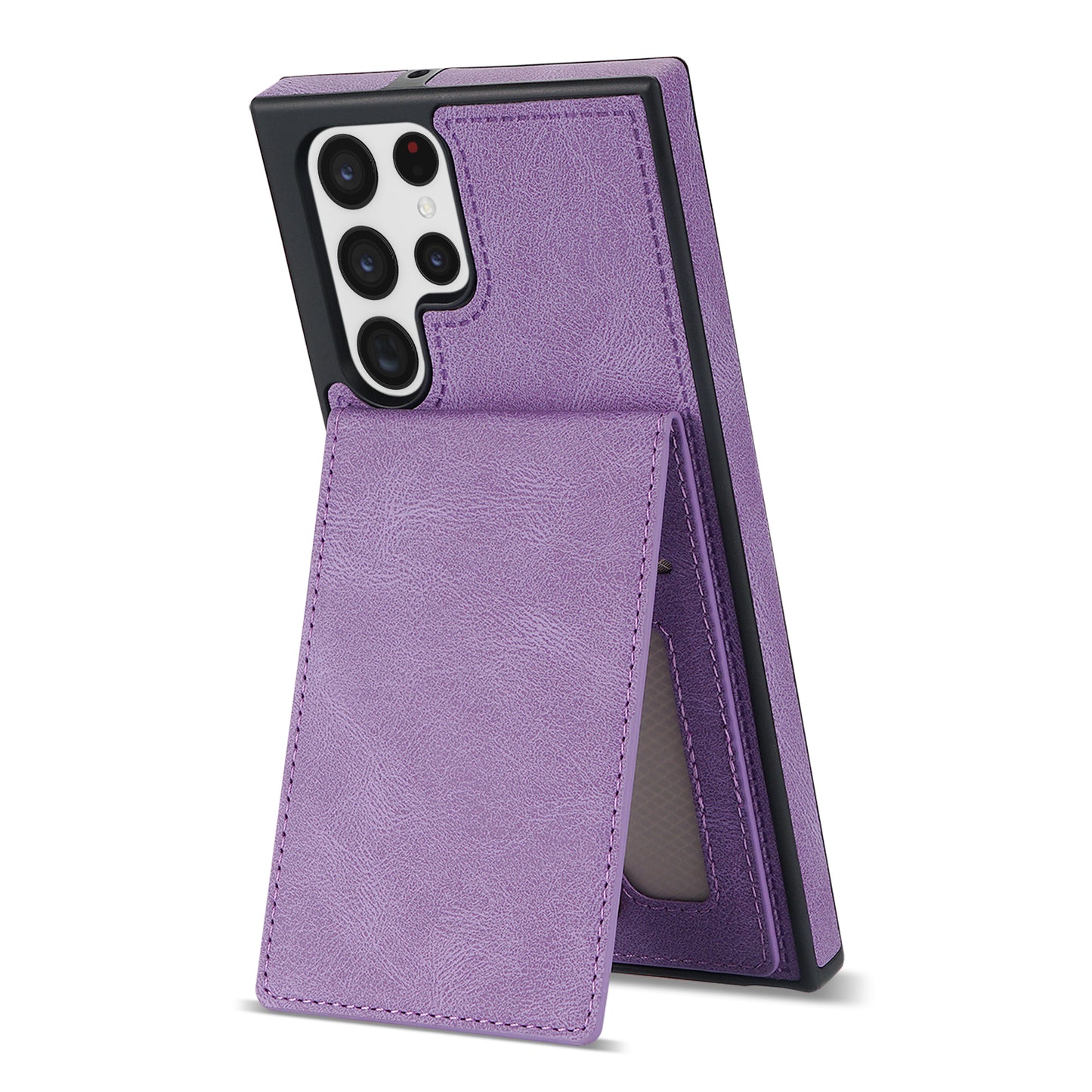 For Samsung Galaxy S24 Ultra RFID Blocking Phone Case Kickstand Cover with Card Holder - Purple