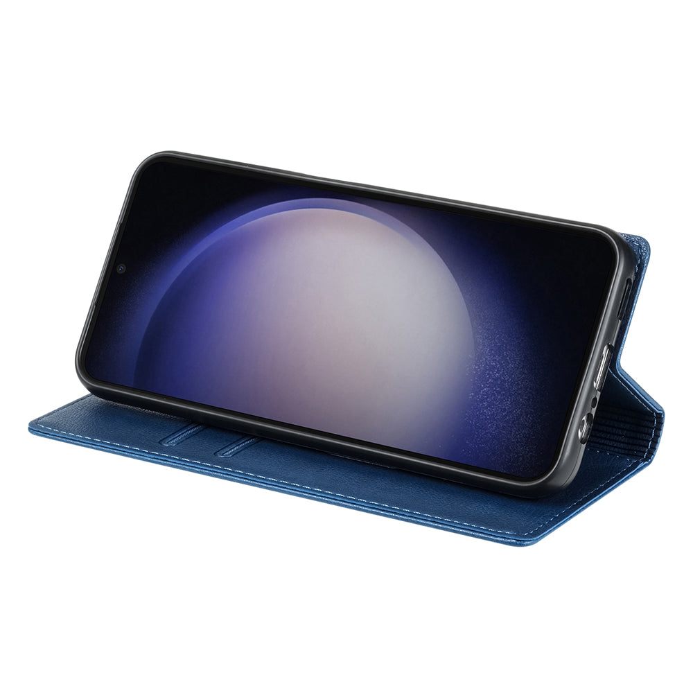 BKS-001 For Samsung Galaxy S24+ Case Anti-drop PU Leather Stand Card Holder Smart Phone Cover - Blue