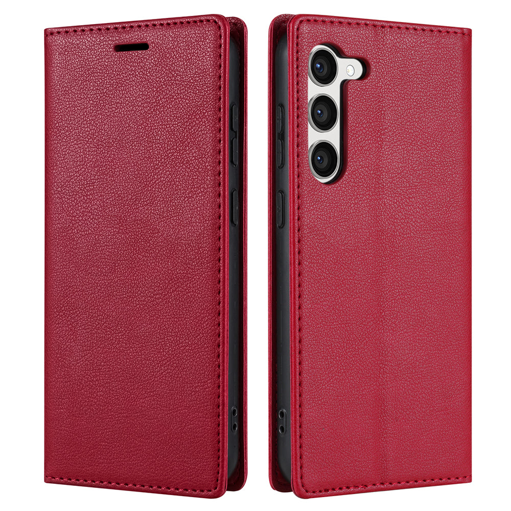 BKS-001 For Samsung Galaxy S24+ Case Anti-drop PU Leather Stand Card Holder Smart Phone Cover - Red