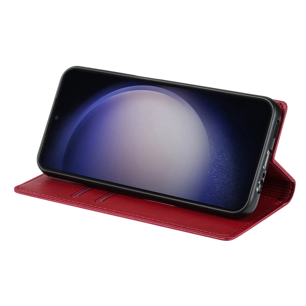 BKS-001 For Samsung Galaxy S24+ Case Anti-drop PU Leather Stand Card Holder Smart Phone Cover - Red
