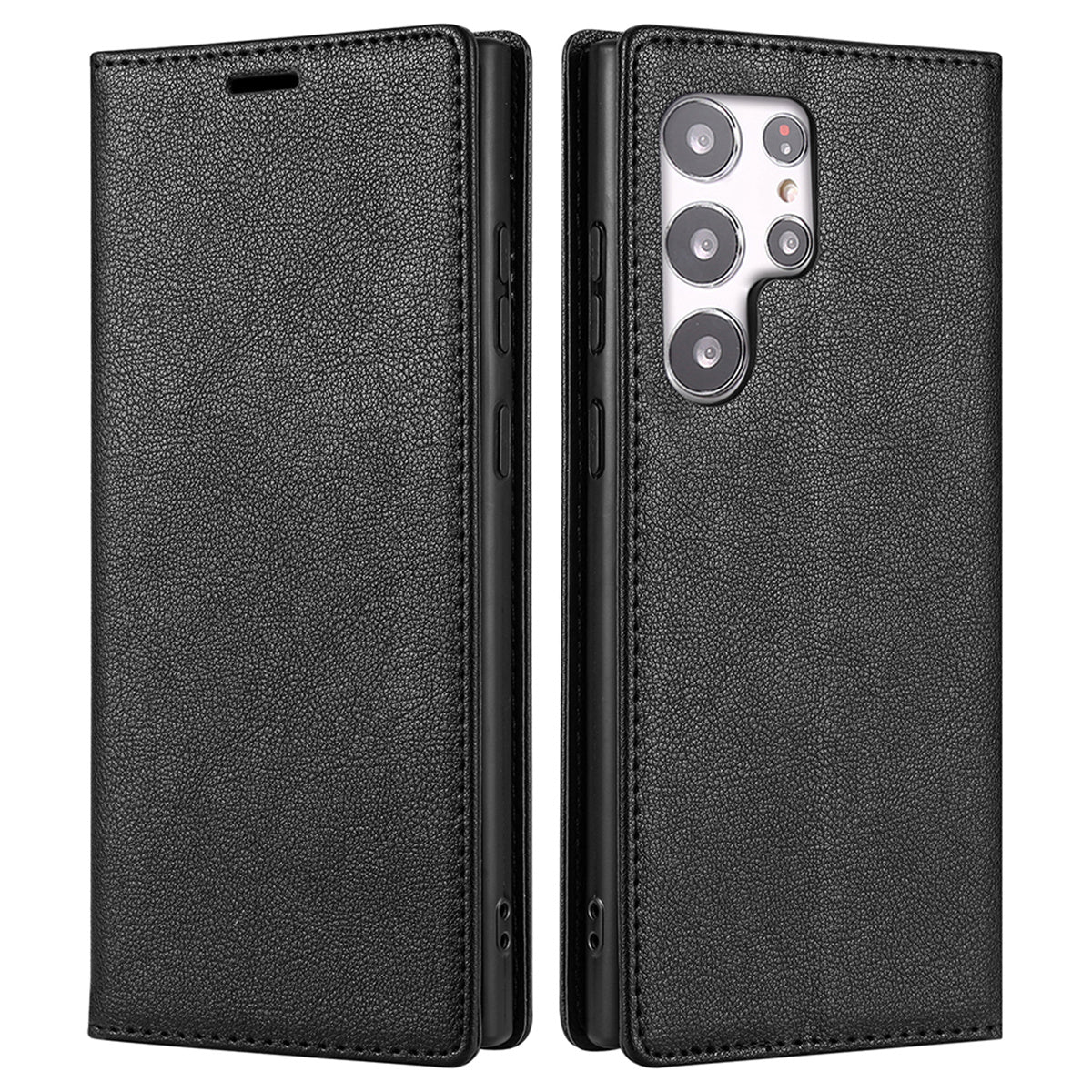 BKS-001 For Samsung Galaxy S24 Ultra Case PU Leather Stand Wallet Phone Protector - Black