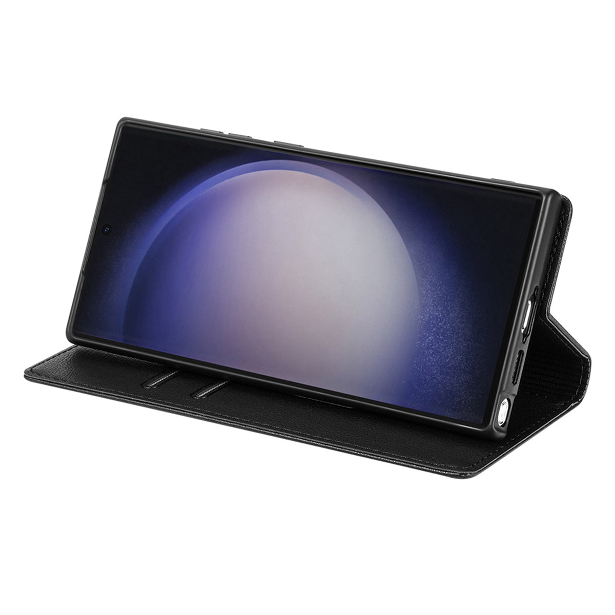 BKS-001 For Samsung Galaxy S24 Ultra Case PU Leather Stand Wallet Phone Protector - Black