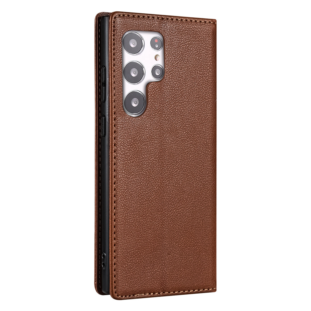 BKS-001 For Samsung Galaxy S24 Ultra Case PU Leather Stand Wallet Phone Protector - Brown
