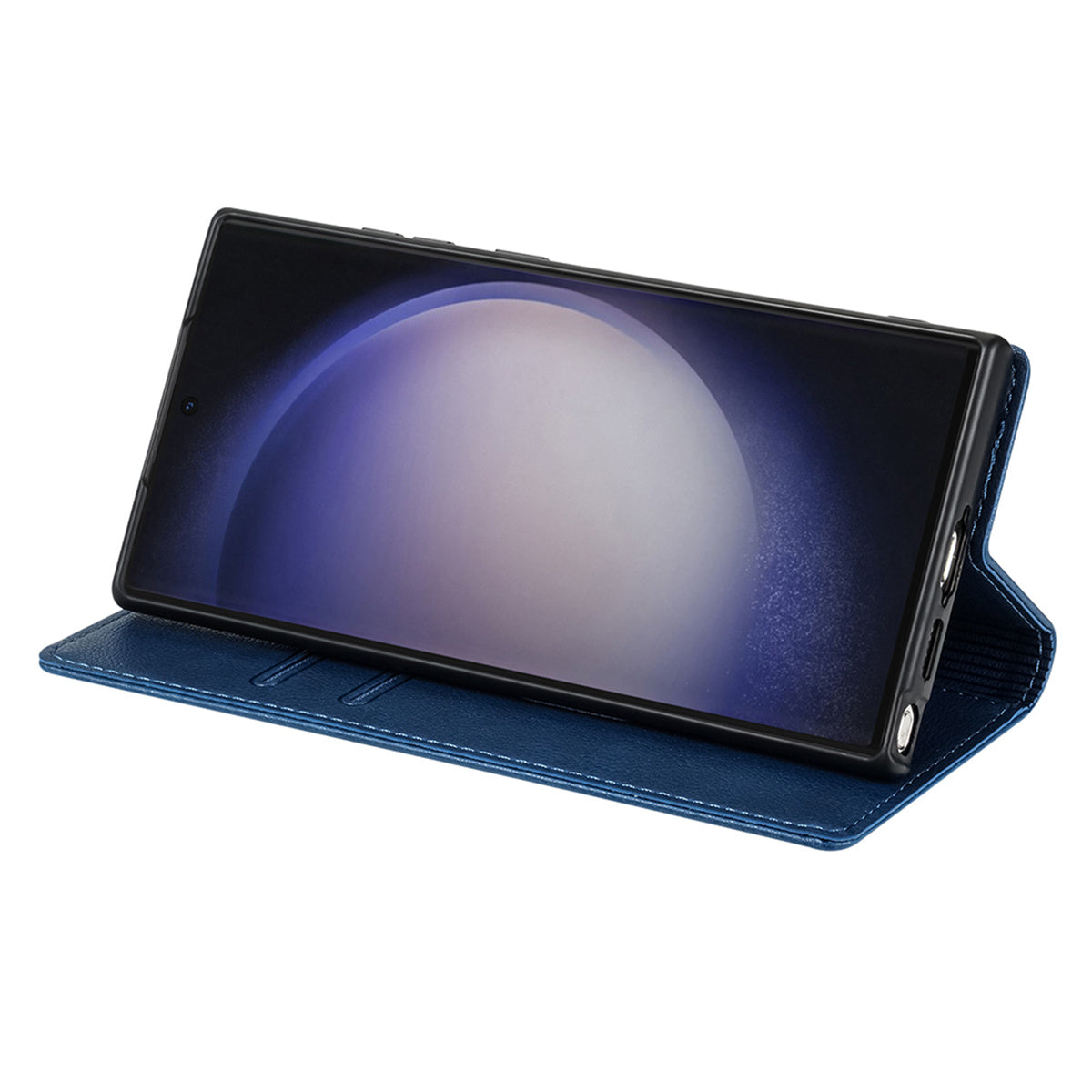 BKS-001 For Samsung Galaxy S24 Ultra Case PU Leather Stand Wallet Phone Protector - Blue
