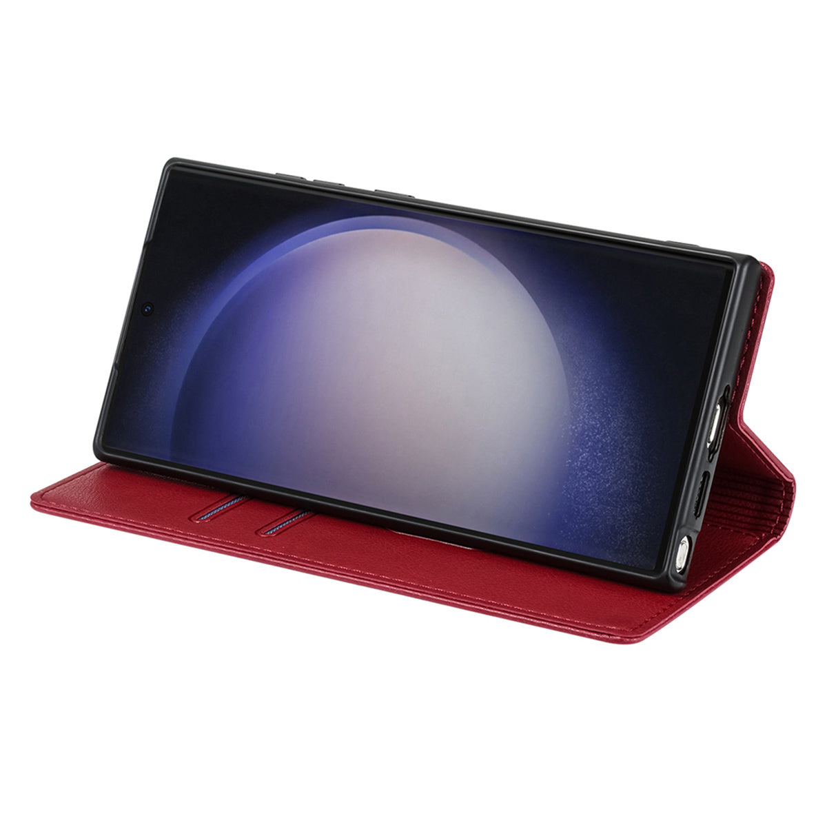 BKS-001 For Samsung Galaxy S24 Ultra Case PU Leather Stand Wallet Phone Protector - Red