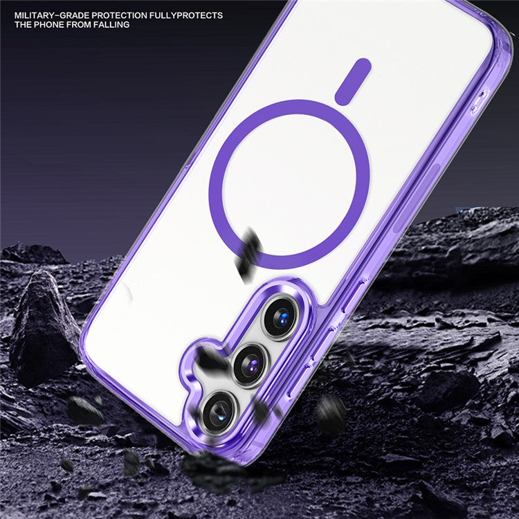 For Samsung Galaxy S24 Case Anti-Scratch PC + TPU Clear Phone Cover Compatible with MagSafe - Blue