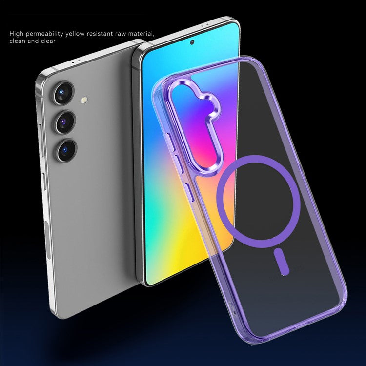 For Samsung Galaxy S24 Case Anti-Scratch PC + TPU Clear Phone Cover Compatible with MagSafe - Blue