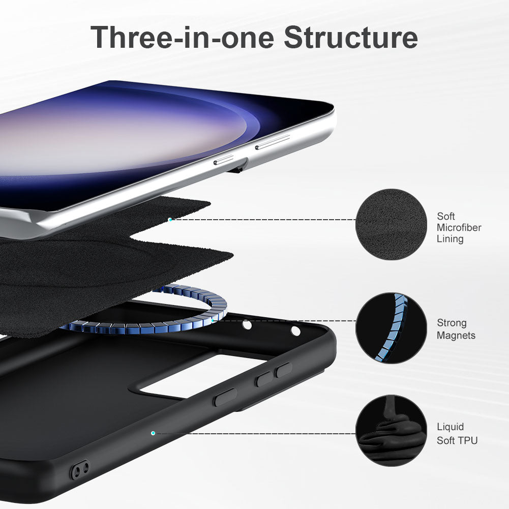 Liquid Series for Samsung Galaxy S24 Ultra Case Compatible with MagSafe Rubberized TPU Back Cover - Black