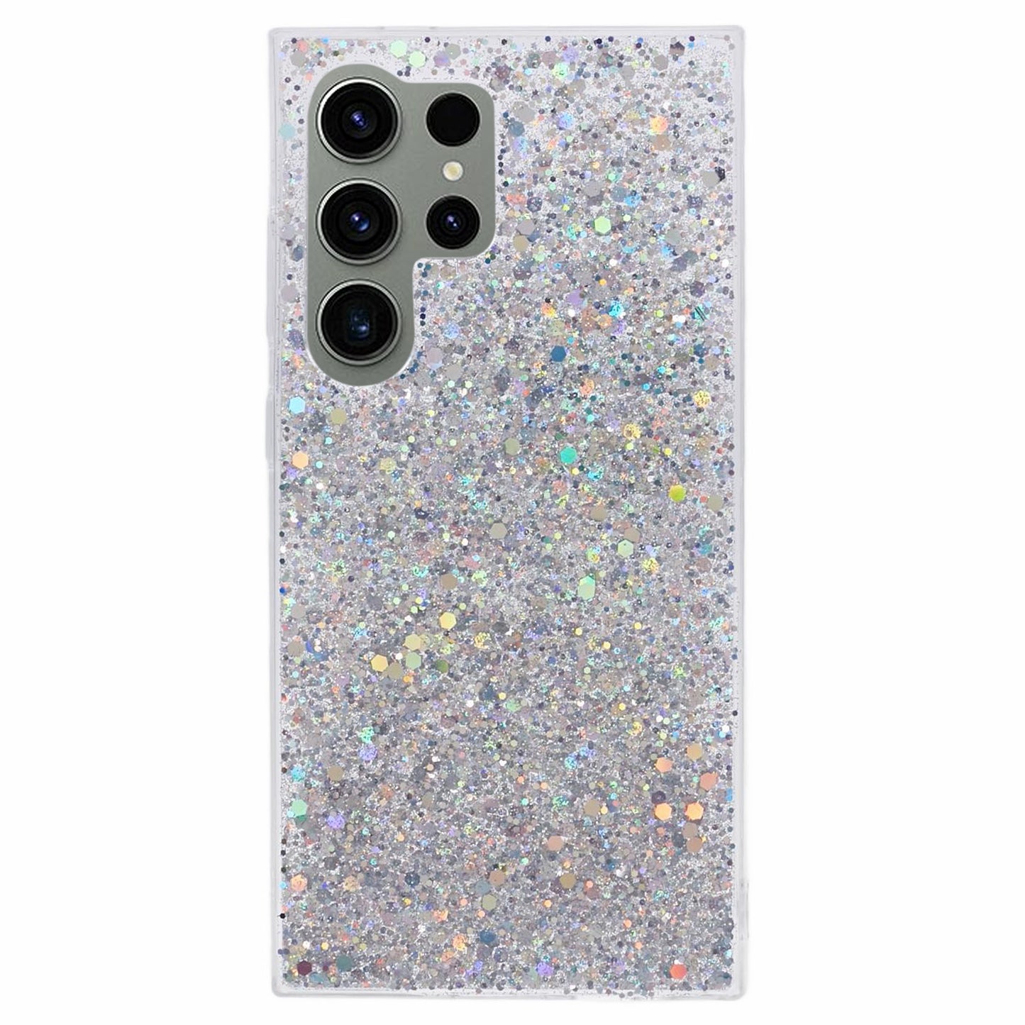 For Samsung Galaxy S24 Ultra Case Shiny Glitter Sequins Soft TPU Phone Cover - Silver