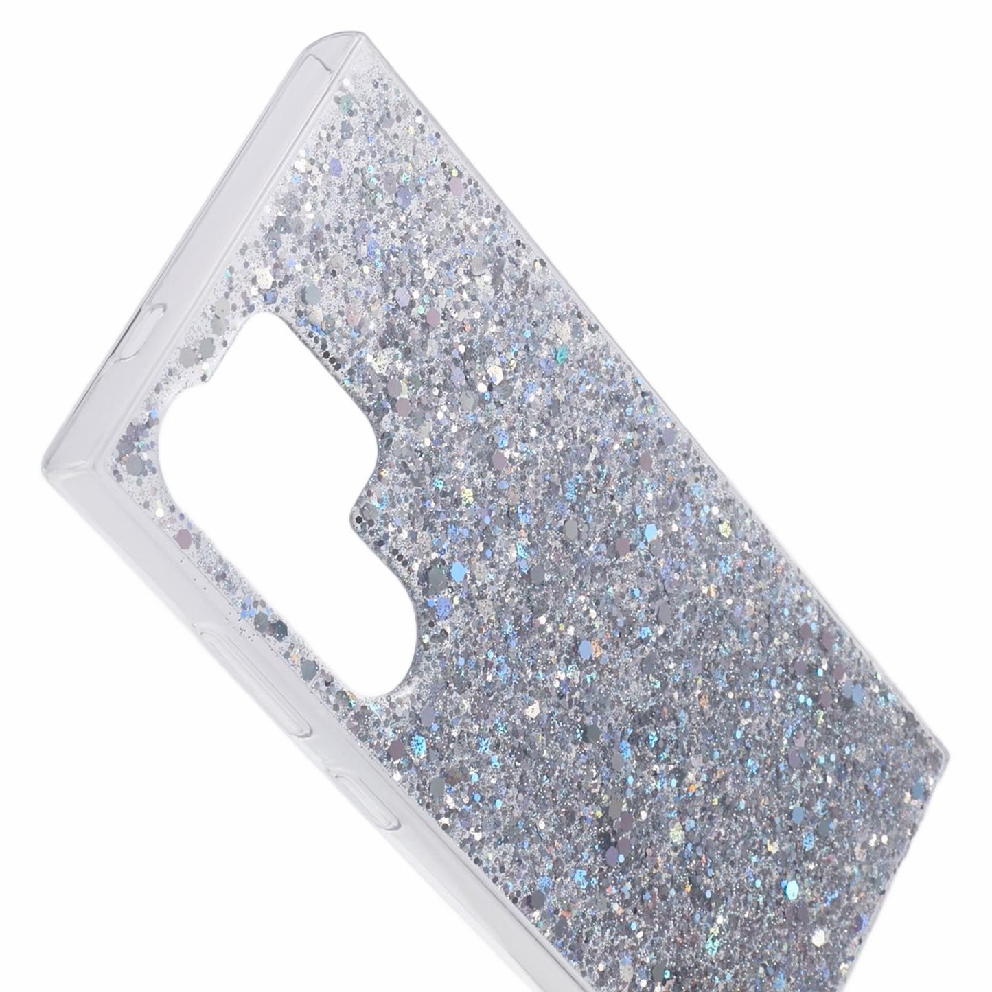 For Samsung Galaxy S24 Ultra Case Shiny Glitter Sequins Soft TPU Phone Cover - Silver