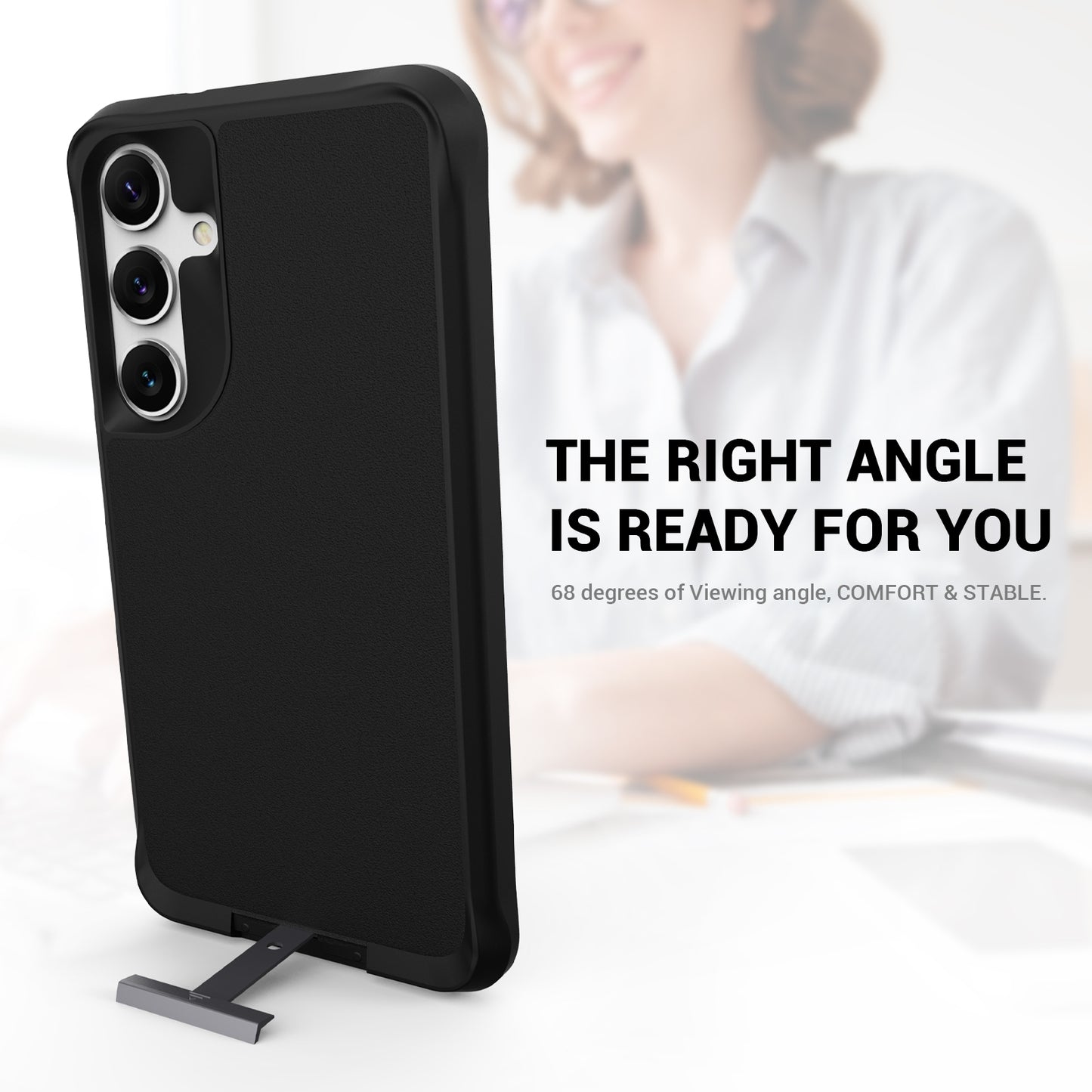 Taurustar Series For Samsung Galaxy S24+ Magnetic Phone Case PC+TPU Drop-resistant Kickstand Back Cover - Black