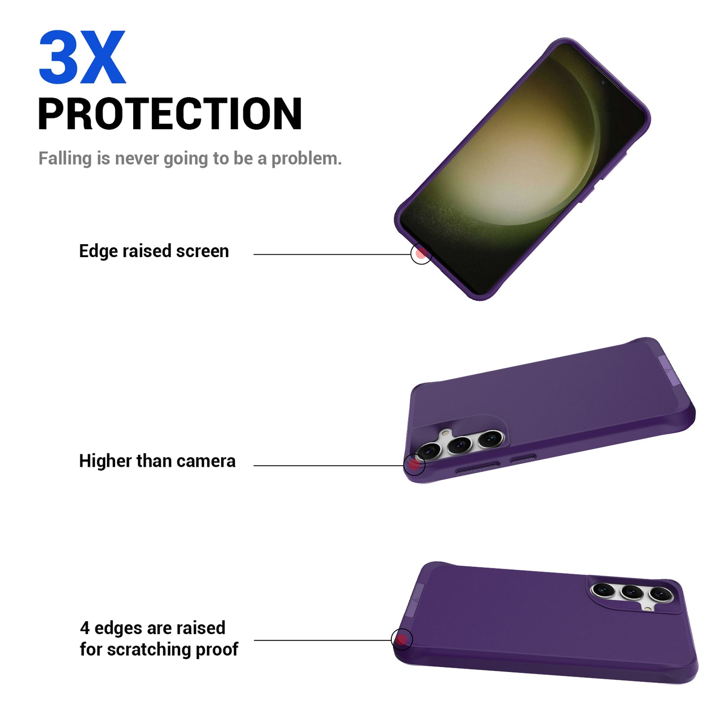 Taurustar Series For Samsung Galaxy S24+ Magnetic Phone Case PC+TPU Drop-resistant Kickstand Back Cover - Purple