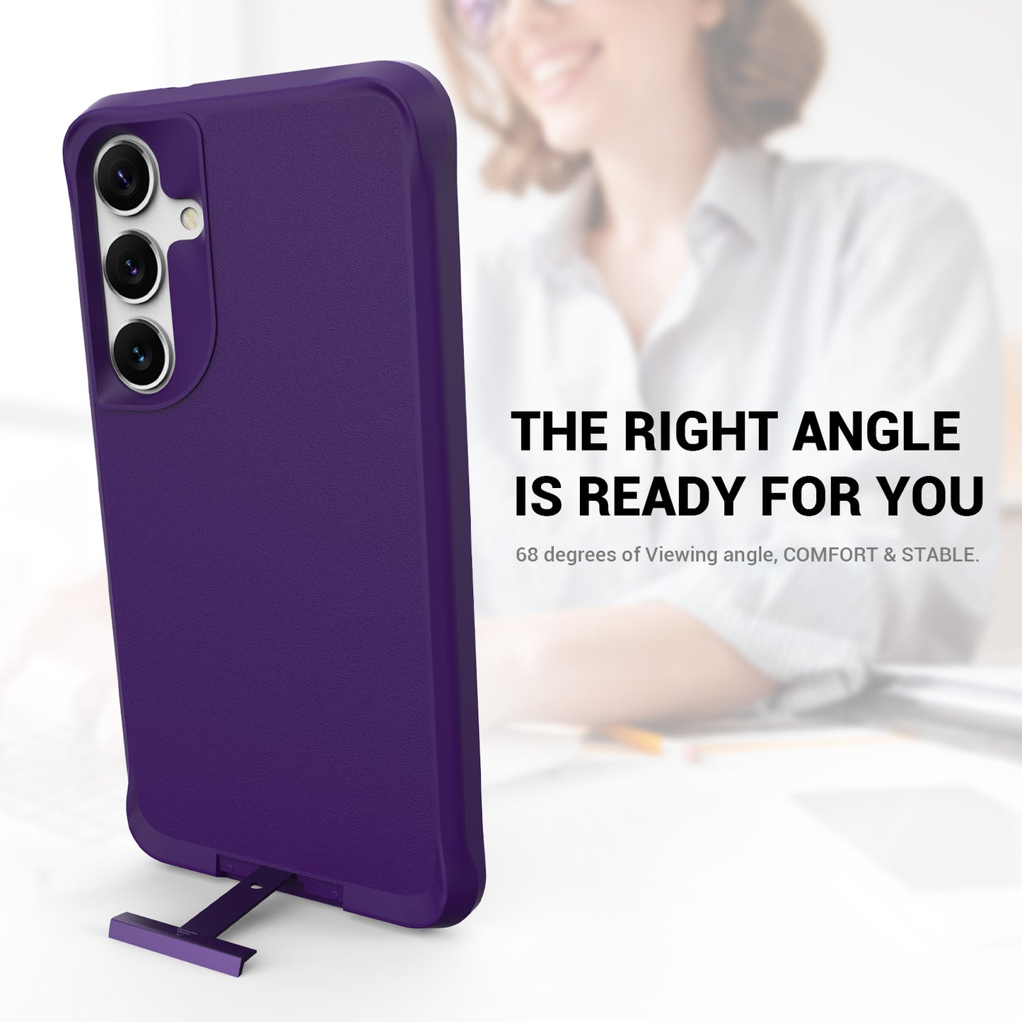 Taurustar Series For Samsung Galaxy S24+ Magnetic Phone Case PC+TPU Drop-resistant Kickstand Back Cover - Purple