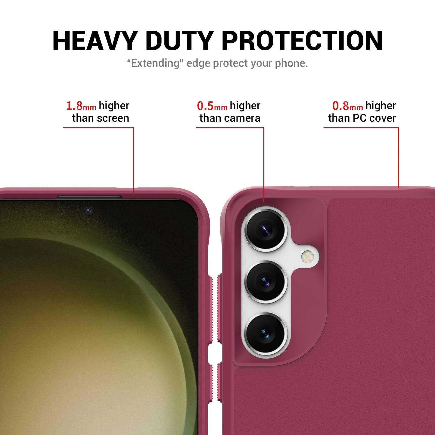 Taurustar Series For Samsung Galaxy S24+ Magnetic Phone Case PC+TPU Drop-resistant Kickstand Back Cover - Red