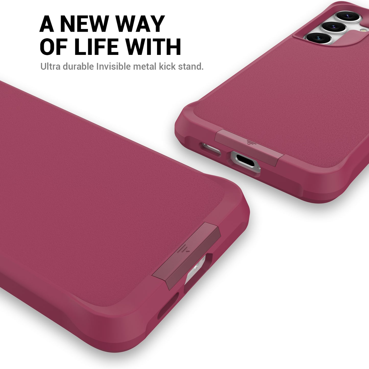 Taurustar Series For Samsung Galaxy S24+ Magnetic Phone Case PC+TPU Drop-resistant Kickstand Back Cover - Red