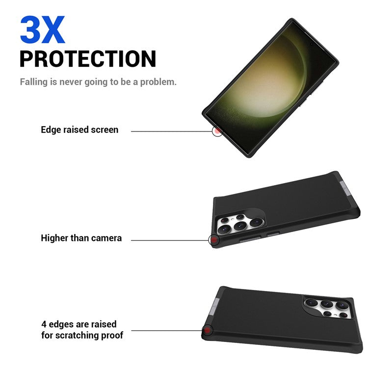 Taurustar Series For Samsung Galaxy S24 Ultra Case PC+TPU Kickstand Cover Compatible with MagSafe - Black