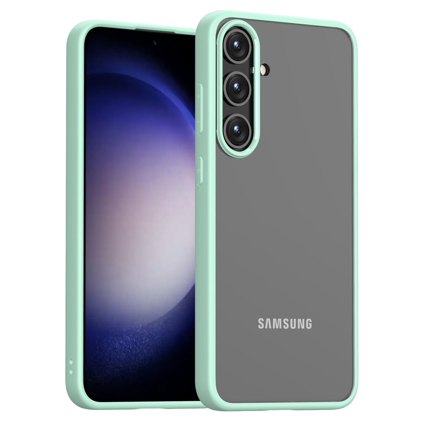 For Samsung Galaxy S24+ Case Crystal Clear Hard PC+Soft TPU Phone Cover - Green