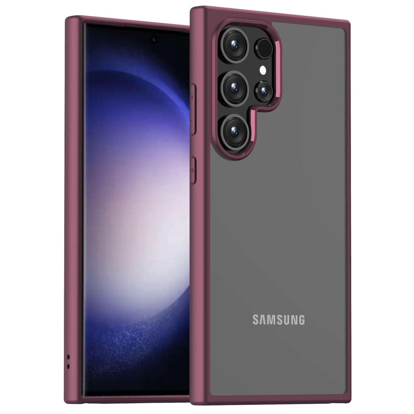 For Samsung Galaxy S24 Ultra Case Shockproof Slim Hard PC+Soft TPU Phone Shell - Wine Red