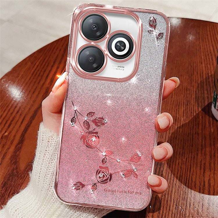 KADEM For Infinix Smart 8 4G / TECNO Spark Go 2024 4G Case Rhinestone Decor Gradient TPU Cover - Rose Gold
