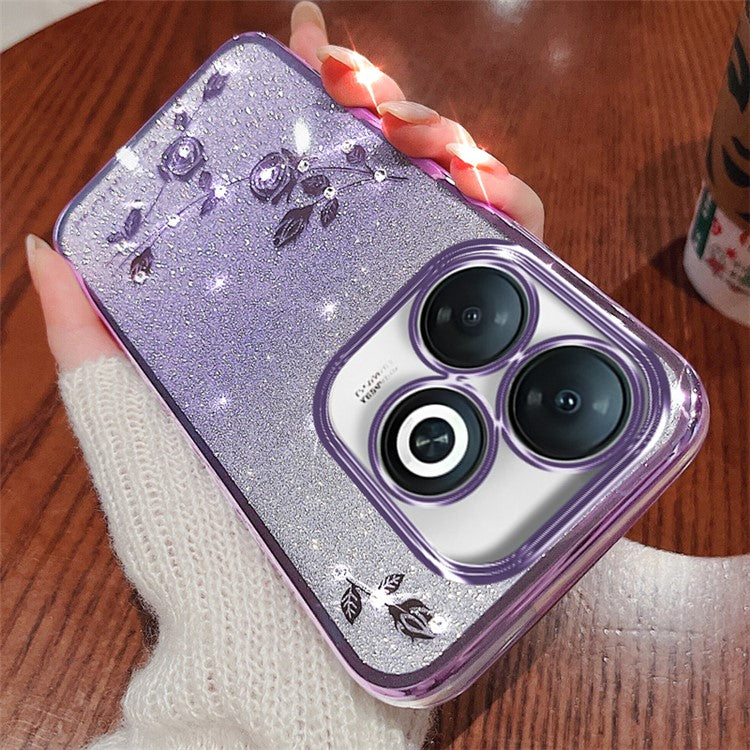 KADEM For Infinix Smart 8 4G / TECNO Spark Go 2024 4G Case Rhinestone Decor Gradient TPU Cover - Purple