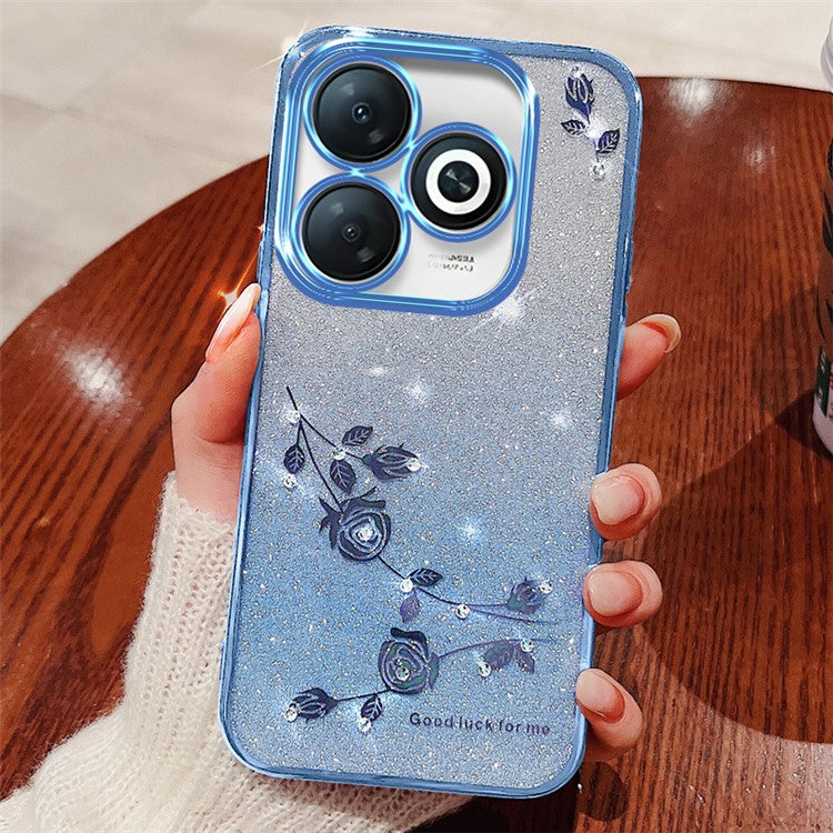 KADEM For Infinix Smart 8 4G / TECNO Spark Go 2024 4G Case Rhinestone Decor Gradient TPU Cover - Blue
