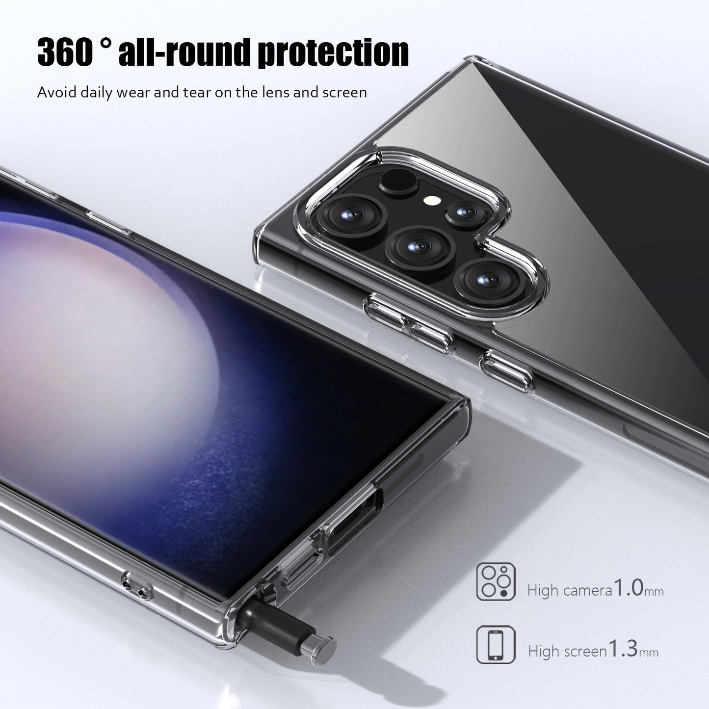 Aurora Series For Samsung Galaxy S24 Ultra Cell Phone Case Hard PC + Soft TPU Back Shell Cover - Transparent Tan
