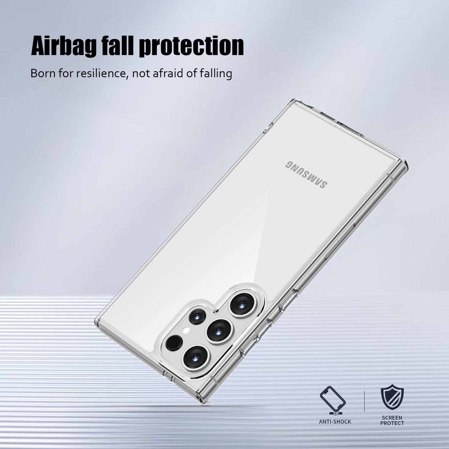 Aurora Series For Samsung Galaxy S24 Ultra Cell Phone Case Hard PC + Soft TPU Back Shell Cover - Transparent Tan