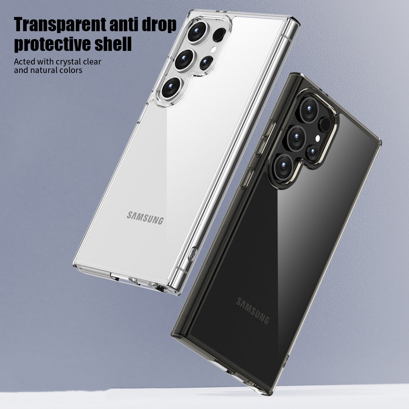 Aurora Series For Samsung Galaxy S24 Ultra Cell Phone Case Hard PC + Soft TPU Back Shell Cover - Transparent Tan