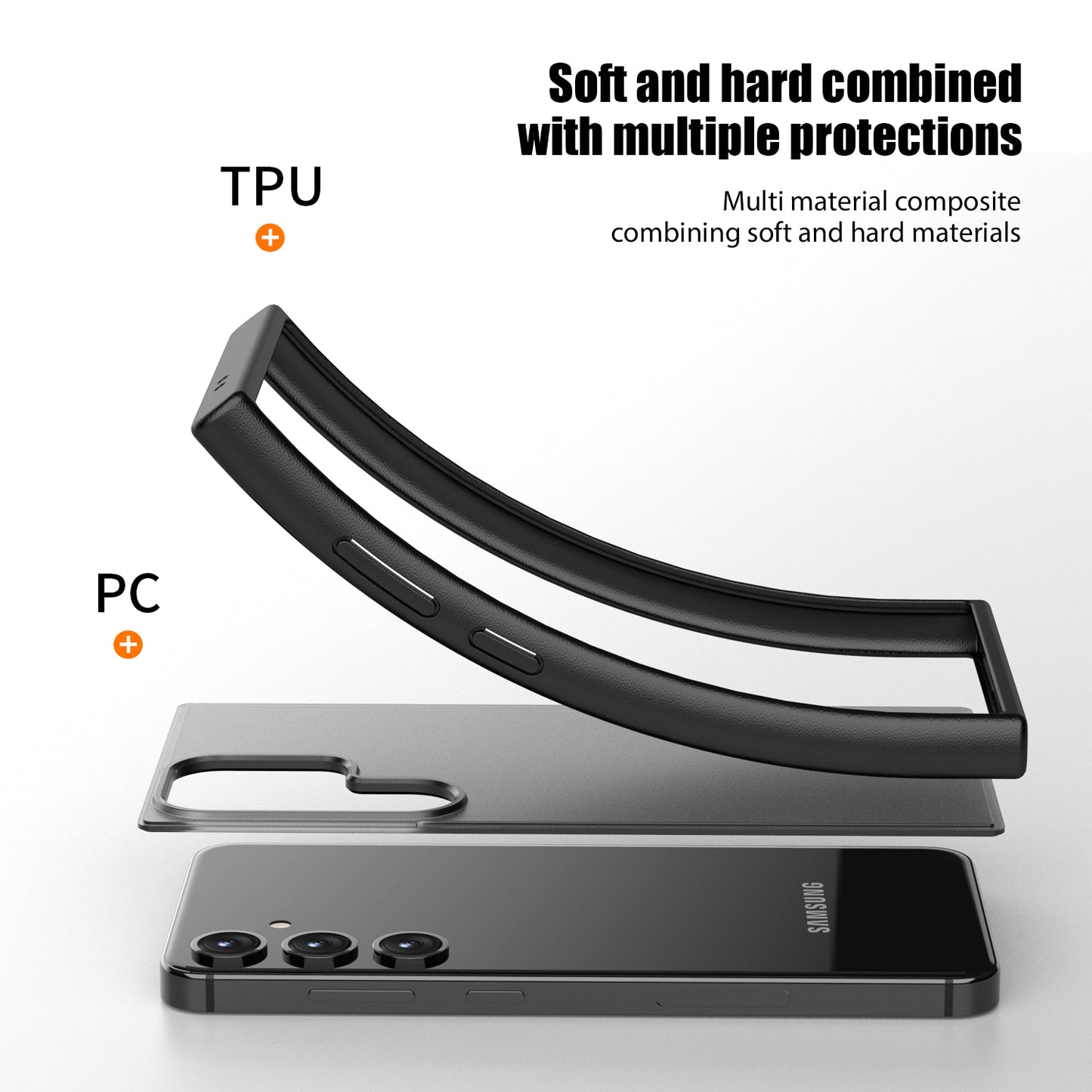 Magic Series for Samsung Galaxy S24 Case Translucent Matte TPU+PC Scratch-proof Back Shell - Black
