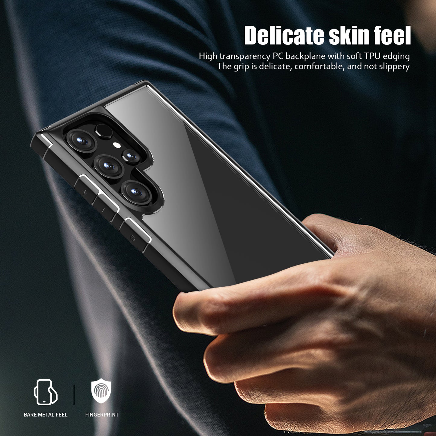 Defense Armor Series for Samsung Galaxy S24 Ultra Cell Phone Case TPU+PC Shockproof Clear Back Cover - Black