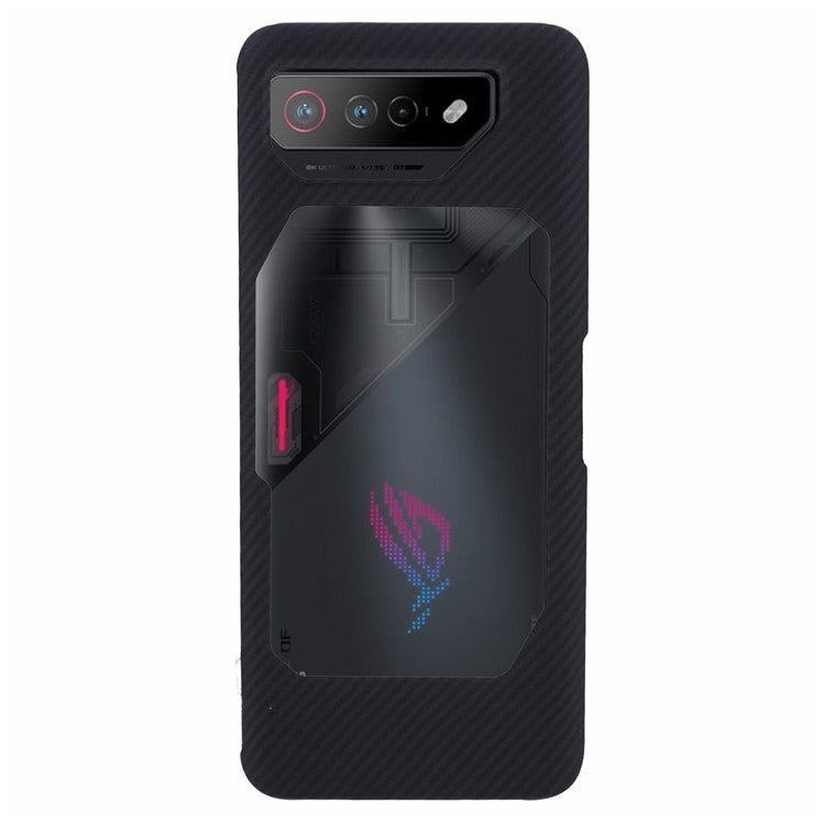 Aramid Fiber Case for Asus ROG Phone 7 5G Shell 600D Fine Texture Cover (Big Rear Lens Hole) - Black