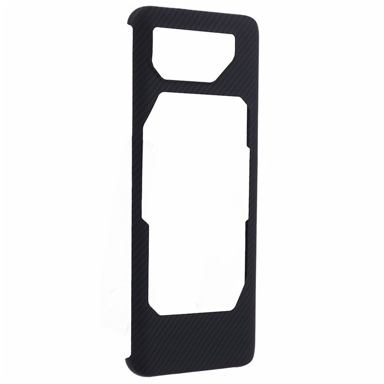 Aramid Fiber Case for Asus ROG Phone 7 5G Shell 600D Fine Texture Cover (Big Rear Lens Hole) - Black