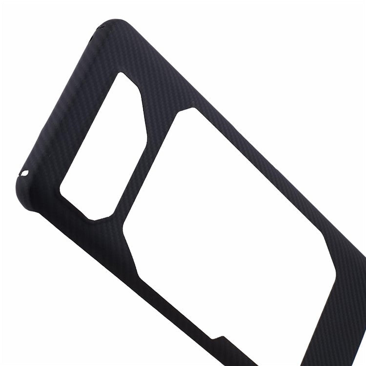 Aramid Fiber Case for Asus ROG Phone 7 5G Shell 600D Fine Texture Cover (Big Rear Lens Hole) - Black