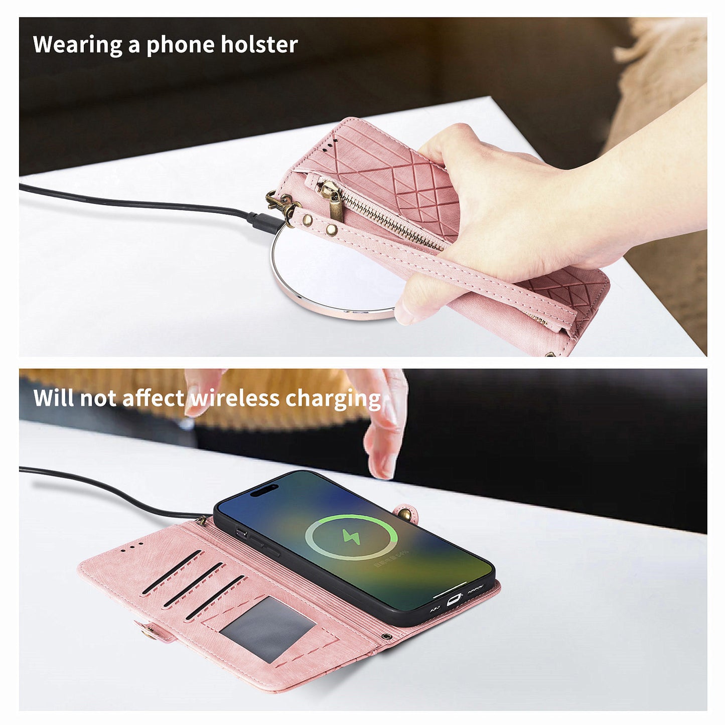 For Samsung Galaxy S24 Ultra Case Geometry Imprinted Wallet Leather Cover - Pink